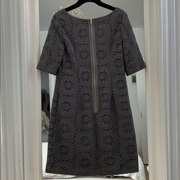 Adriana Papell || Grey Crochet Shift Dress - Picture 3 of 5